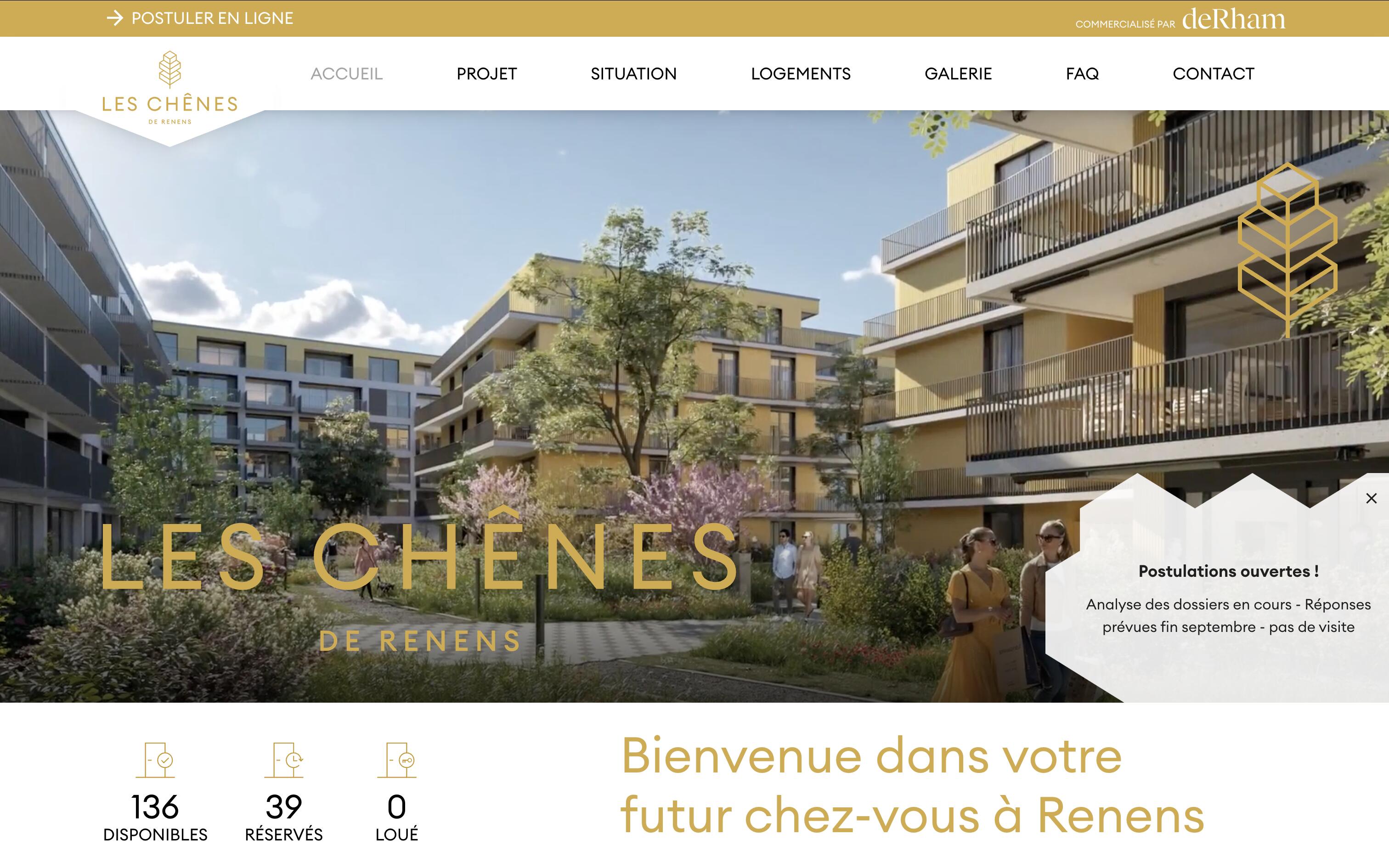 site de promotion immobilière - les chênes de renens